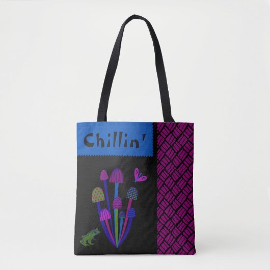 Whimsical Frog n' Mushrooms "Chillin" Tasche (Vorderseite)