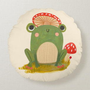 Whimsical Frog Pillow - Niedliches Kinderzimmer au Rundes Kissen
