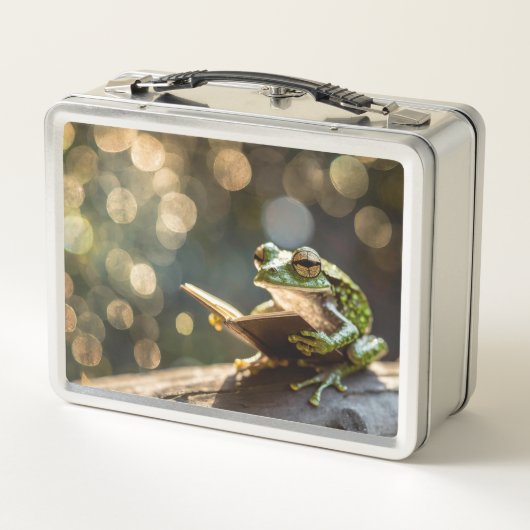 Whimsical Frog Reading Book Codescore Metall Brotdose (Rückseite)