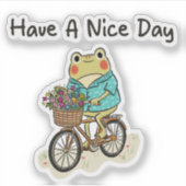 Whimsical Frog Riding A Bike Illustration Aufkleber (Vorderseite)