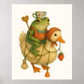 Whimsical Frog Riding a Duck Poster (Vorne)