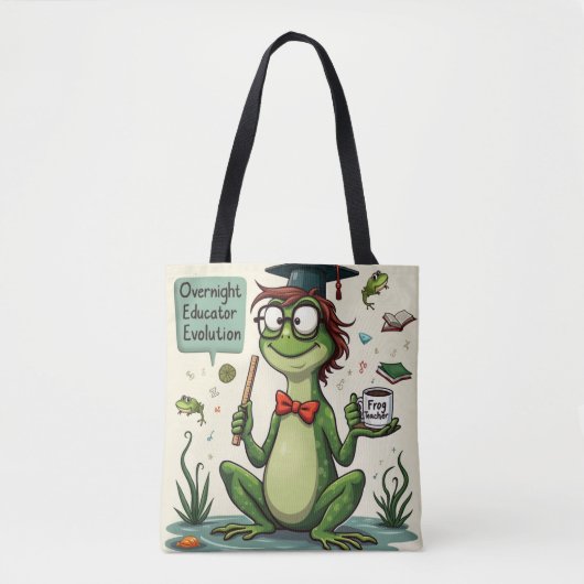 Whimsical Frog Teacher Wird Overnight Educator Tasche (Vorderseite)