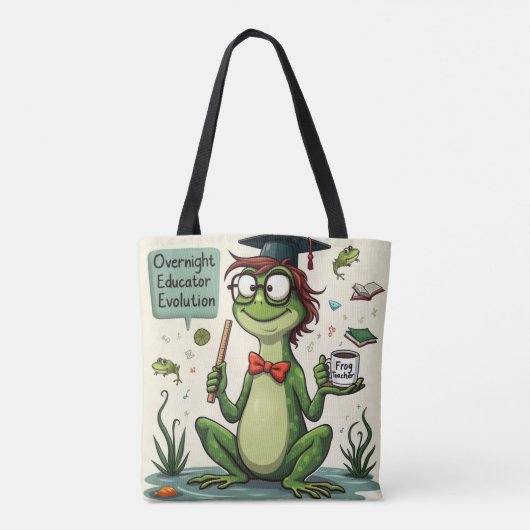Whimsical Frog Teacher Wird Overnight Educator Tasche (Rückseite)