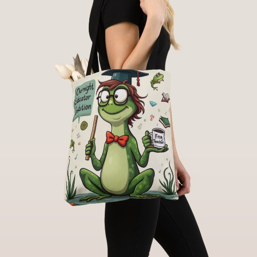 Whimsical Frog Teacher Wird Overnight Educator Tasche (Von Nahem)