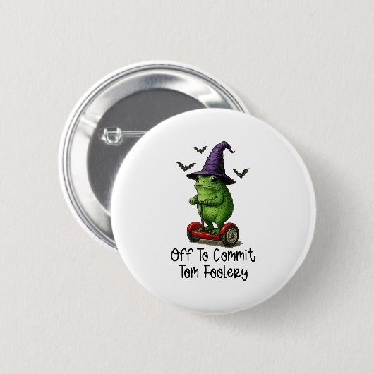 Whimsical Frog Wizard ab, um Tom zum Narren zu bri Button (Vorne & Hinten)