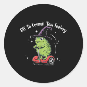 Whimsical Frog Wizard ab, um Tom zum Narren zu bri Runder Aufkleber