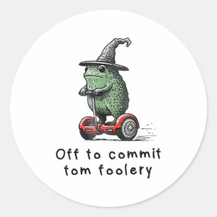Whimsical Frog Wizard ab, um Tom zum Narren zu bri Runder Aufkleber