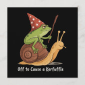 Whimsical Frog Wizard Off to Cause A Kerfuffle Einladung (Vorderseite)
