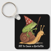 Whimsical Frog Wizard Off to Cause A Kerfuffle  Schlüsselanhänger (Vorderseite)
