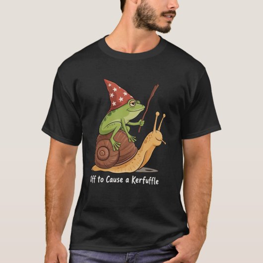 Whimsical Frog Wizard Off to Cause A Kerfuffle  T-Shirt (Vorderseite)