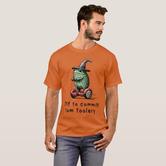 Whimsical Frog Wizard Off to Commitomfoolery Funny T-Shirt (Vorne ganz)