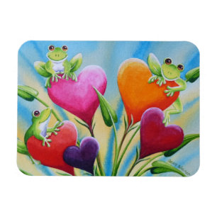 Whimsical Frogs and Hearcolor Art Magnet
