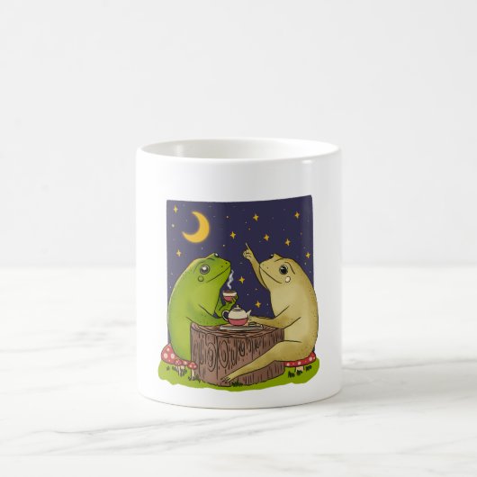 Whimsical Frogs Tea Party At Night Illustration Kaffeetasse (Mittel)