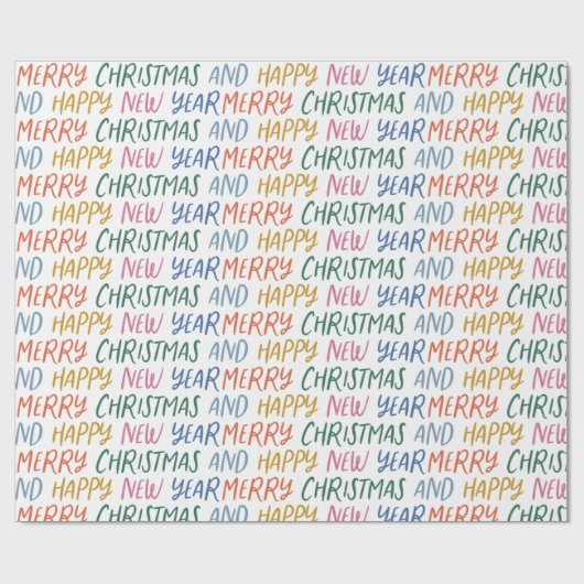 Whimsical frohe Weihnachten Glück Neujahr Regenbog Geschenkpapier (Flach)