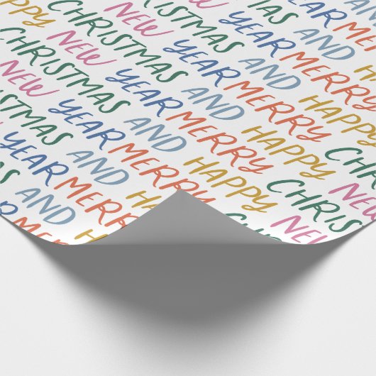 Whimsical frohe Weihnachten Glück Neujahr Regenbog Geschenkpapier (Ecke)