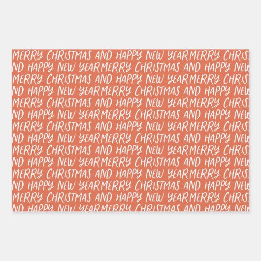 Whimsical frohe Weihnachten glücklich Neues Jahr Geschenkpapier Set (Vorderseite)