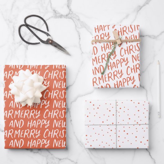 Whimsical frohe Weihnachten glücklich Neues Jahr Geschenkpapier Set (Vorderseite)