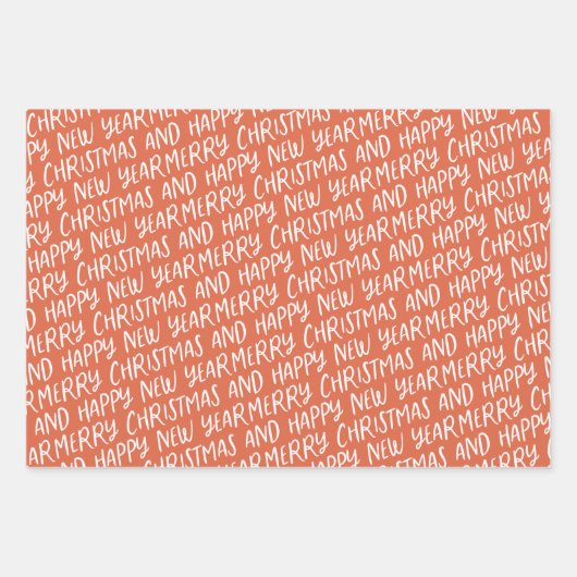 Whimsical frohe Weihnachten glücklich Neujahr Wrap Geschenkpapier Set (Vorderseite 2)