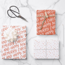 Whimsical frohe Weihnachten glücklich Neujahr Wrap Geschenkpapier Set