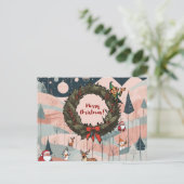 Whimsical frohe Weihnachten mit festem Kranz (Stehend Vorderseite)