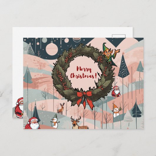 Whimsical frohe Weihnachten mit festem Kranz (Vorne/Hinten)