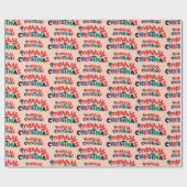 Whimsical frohe Weihnachten Text süße Geschenke na Geschenkpapier (Flach)