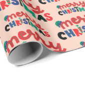 Whimsical frohe Weihnachten Text süße Geschenke na Geschenkpapier (Rolleneckpunkt)