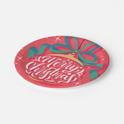 Whimsical frohe Weihnachten | Weihnachten Pappteller (Schrägansicht)