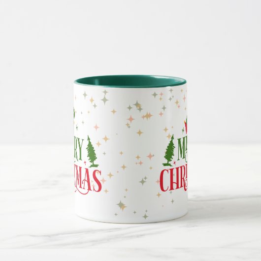 Whimsical frohe Weihnachts-Tasse mit Green Elf Hat Tasse (Zentrum)
