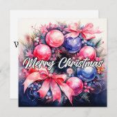 Whimsical frohe Weihnachtsfeiertag Wreath Feiertagskarte (Vorne/Hinten)
