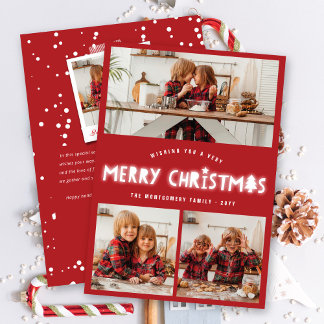 Whimsical frohe Weihnachtsglühen Moderner Chic 3 F Feiertagskarte
