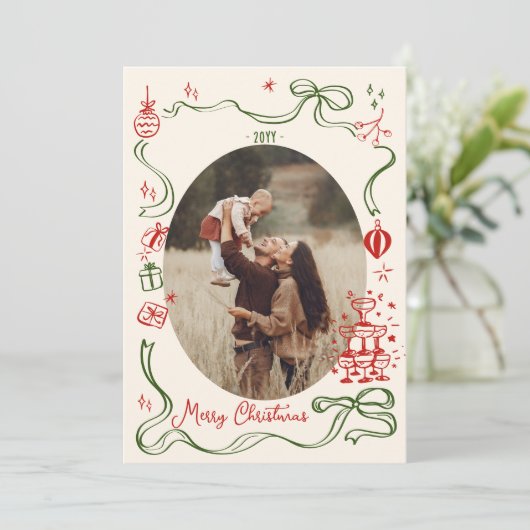 Whimsical Frohe Weihnachtskarte Ankündigung (Stehend Vorderseite)