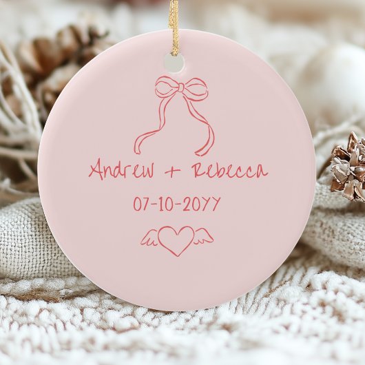 Whimsical fröhlich und verheiratet handgezogene Bu Keramik Ornament