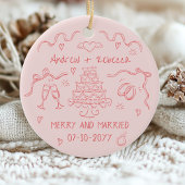 Whimsical fröhlich und verheiratet handgezogene Bu Keramik Ornament
