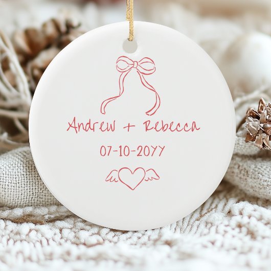 Whimsical fröhlich und verheiratet handgezogene Bu Keramik Ornament