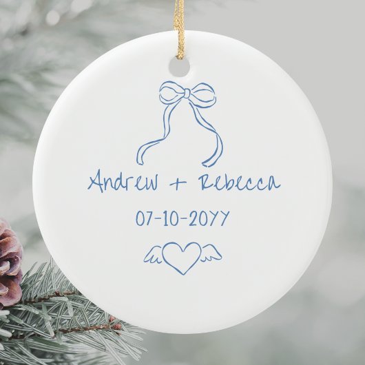 Whimsical fröhlich und verheiratet handgezogene Bu Keramik Ornament