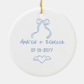 Whimsical fröhlich und verheiratet handgezogene Bu Keramik Ornament (Hinten)