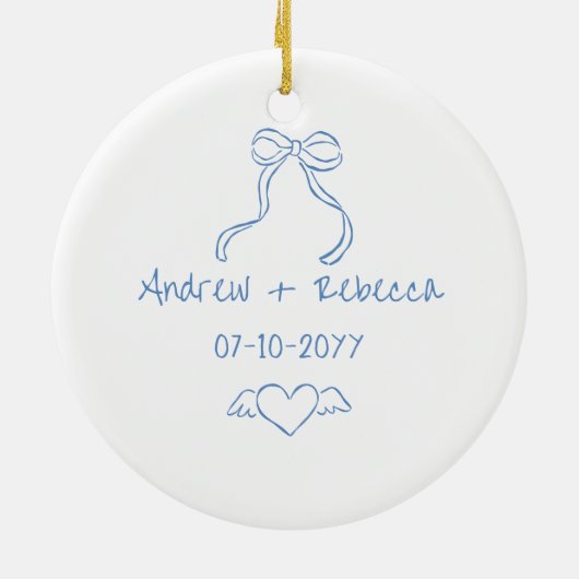 Whimsical fröhlich und verheiratet handgezogene Bu Keramik Ornament (Hinten)