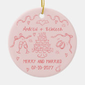 Whimsical fröhlich und verheiratet handgezogene Bu Keramik Ornament (Vorne)