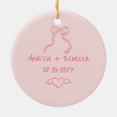 Whimsical fröhlich und verheiratet handgezogene Bu Keramik Ornament (Hinten)