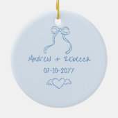 Whimsical fröhlich und verheiratet handgezogene Bu Keramik Ornament (Hinten)