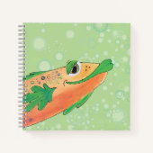 Whimsical fröhliche Fischkunst in Orange und Green Notizblock (Vorderseite)