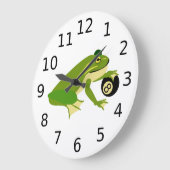 Whimsical Frosch Palming und Acht Ball Große Wanduhr (Winkel)