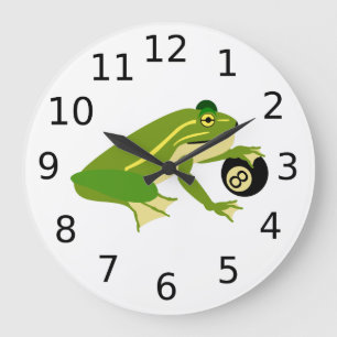 Whimsical Frosch Palming und Acht Ball Große Wanduhr