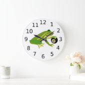 Whimsical Frosch Palming und Acht Ball Große Wanduhr (Zuhause)