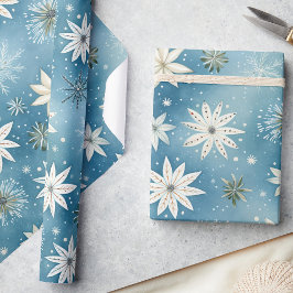 Whimsical Frosty Snowflakes & Stars Weihnachten Geschenkpapier