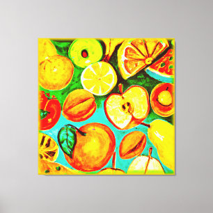Whimsical Fruit Muster. Jetzt kaufen Leinwanddruck