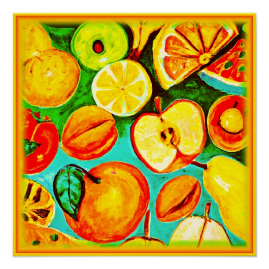 Whimsical Fruit Muster. Jetzt kaufen Poster (Vorderseite)
