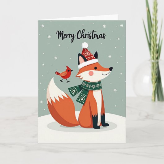 Whimsical-Fuchs-Weihnachtskarte Karte (Vorderseite)