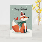 Whimsical-Fuchs-Weihnachtskarte Karte (Gelbe Blume)